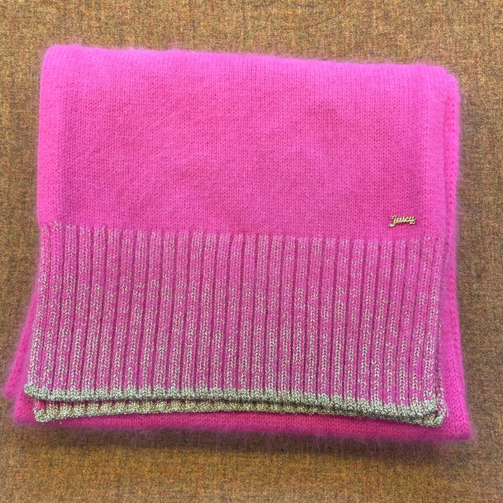 Juicy Couture Vibrant Pink and Gold Scarf